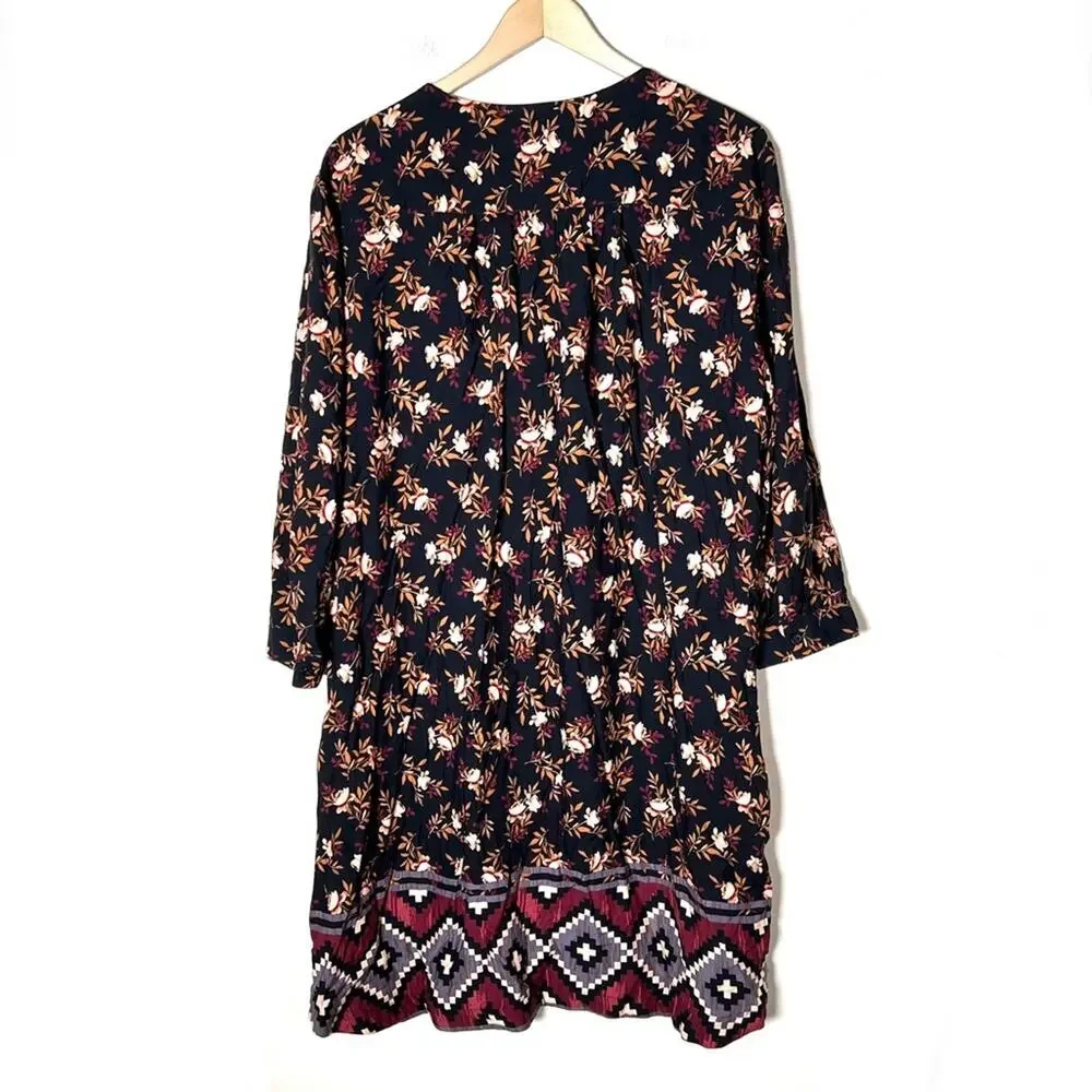 Beach Lunch Lounge black brown floral casual shift dress/swimsuit cover XXL B120 - Picture 3 of 3